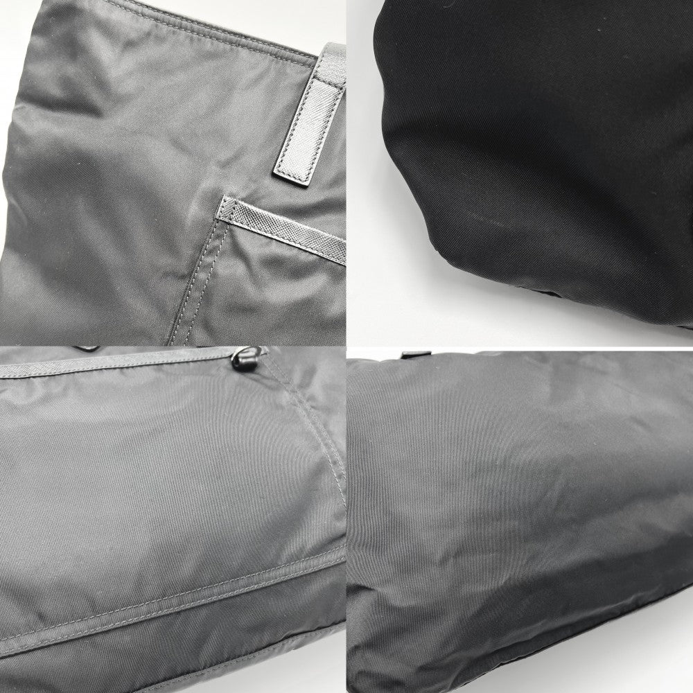 PRADA プラダ トートバッグ トライアングルロゴ ハンドバッグ BR4339 ナイロン レザー ブラック 黒 シルバー金具 レディース【中古品】