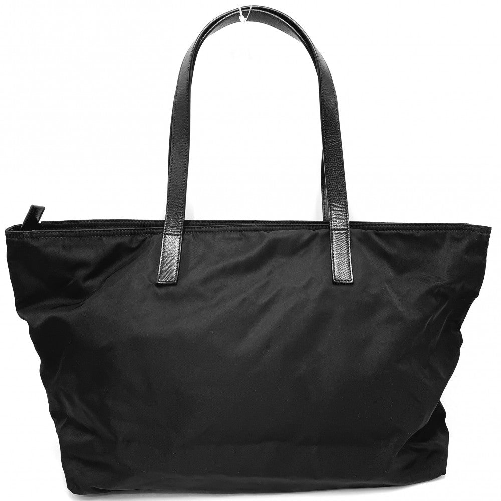 PRADA プラダ トートバッグ トライアングルロゴ ハンドバッグ BR4339 ナイロン レザー ブラック 黒 シルバー金具 レディース【中古品】