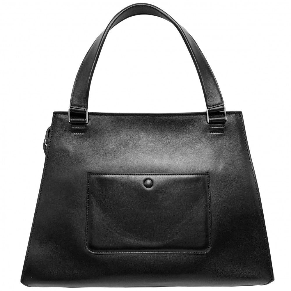 CELINE セリーヌ ハンドバッグ バイカラー エッジ ミディアム レザー ベージュ ブラック 黒 ゴールド金具 レディース【中古品】