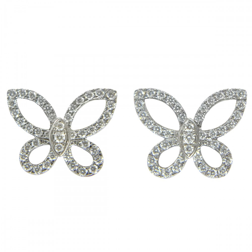 GRAFF グラフ ピアス ミニバタフライシルエット スタッドピアス ジュエリー アクセサリー Au750 18金WG K18ホワイトゴールド ダイヤモンド0.25ct RGE1810 レディース 約2.6g【中古品】