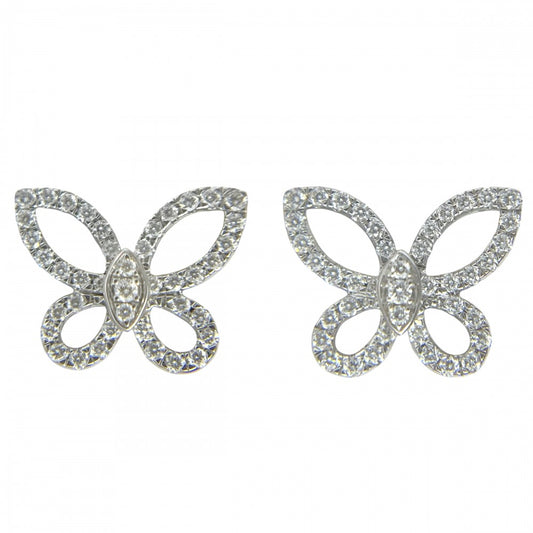 GRAFF グラフ ピアス ミニバタフライシルエット スタッドピアス ジュエリー アクセサリー Au750 18金WG K18ホワイトゴールド ダイヤモンド0.25ct RGE1810 レディース 約2.6g【中古品】