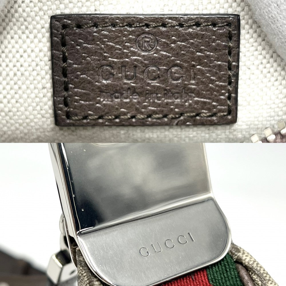 【開店SALE】 GUCCI グッチ ショルダーバッグ シェリーライン グッチ アタッシェ 699409 GGスプリームキャンバス レザー ベージュ ブラウン 茶 シルバー金具 レディース【中古品】