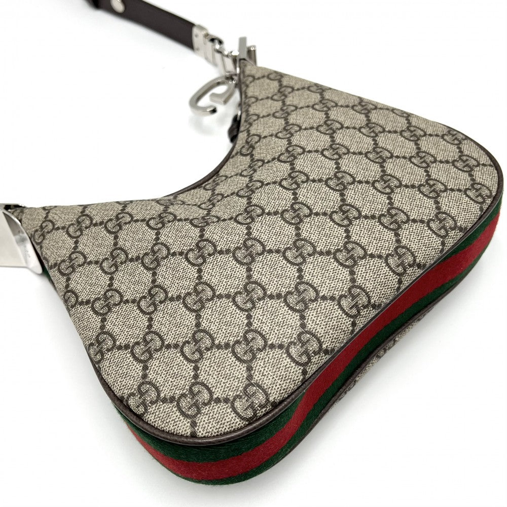 【開店SALE】 GUCCI グッチ ショルダーバッグ シェリーライン グッチ アタッシェ 699409 GGスプリームキャンバス レザー ベージュ ブラウン 茶 シルバー金具 レディース【中古品】