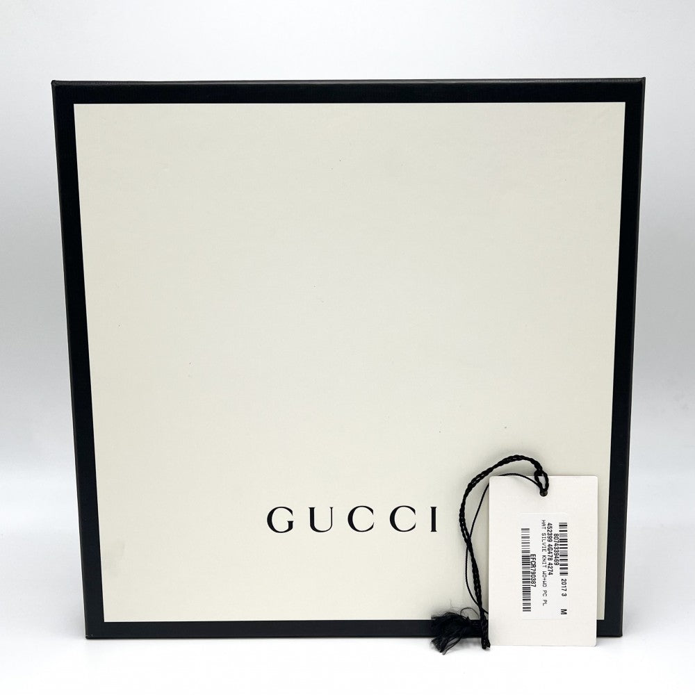 GUCCI グッチ ニットキャップ 猫 キャット ニット帽 ビーニー 帽子 Mサイズ ファッションアイテム トリコロール 452399 ウール マルチカラー レディース【中古品】