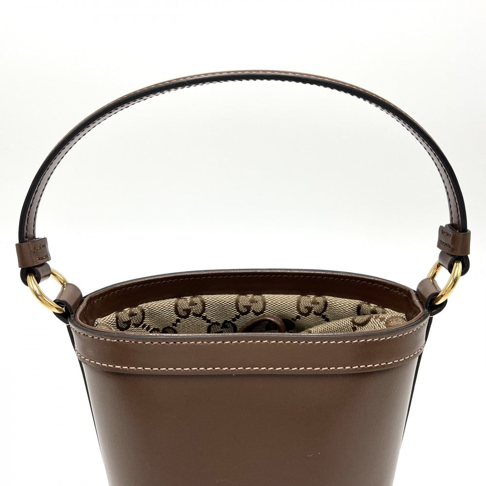 GUCCI グッチ 2WAY GGスプリーム バケットバッグ ハンドバッグ ショルダーバッグ 巾着 760201 レザー キャンバス ブラウン 茶 ベージュ ゴールド金具 レディース【中古品】