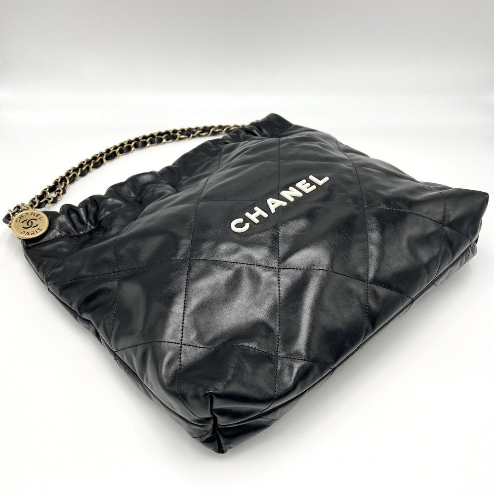 CHANEL シャネル ハンドバッグ シャネル22 チェーン レザー ブラック 黒 ゴールド金具 レディース【中古品】