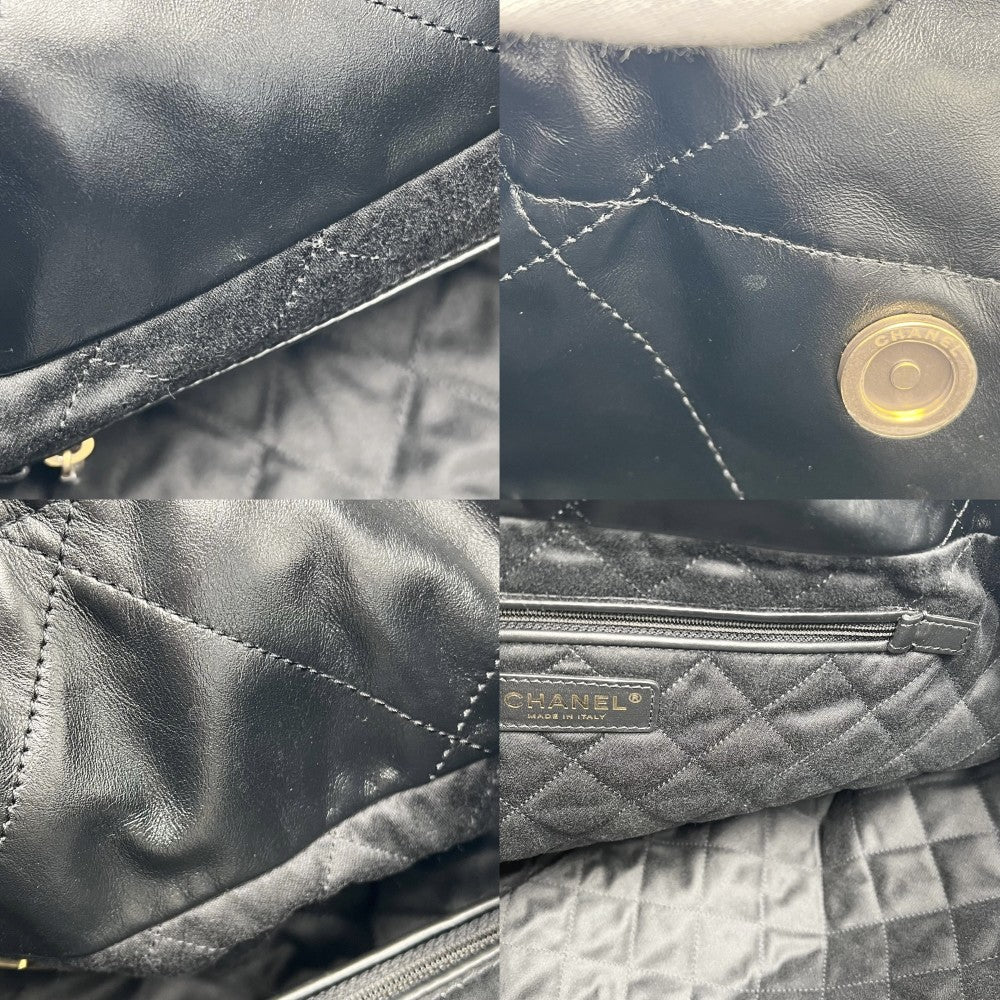 CHANEL シャネル ハンドバッグ シャネル22 チェーン レザー ブラック 黒 ゴールド金具 レディース【中古品】