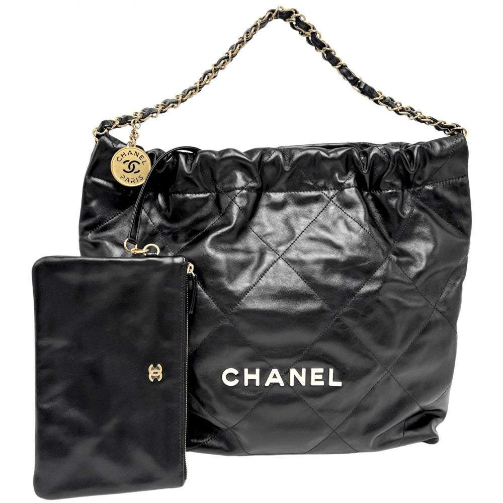 CHANEL シャネル ハンドバッグ シャネル22 チェーン レザー ブラック 黒 ゴールド金具 レディース【中古品】