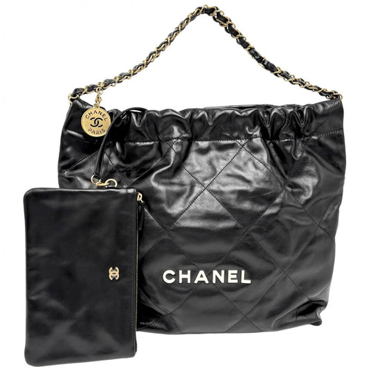 CHANEL シャネル ハンドバッグ シャネル22 チェーン レザー ブラック 黒 ゴールド金具 レディース【中古品】