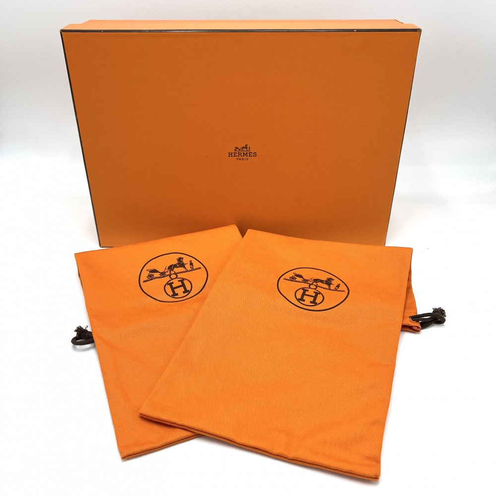 HERMES エルメス サンダル イズミール フラットシューズ 靴 42サイズ 約28cm 春 夏 レザー キャンバス ブラック 黒 レディース【中古品】