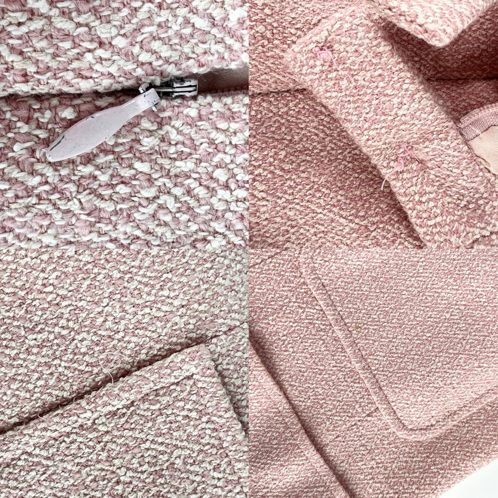 CHANEL シャネル セットアップ ココボタン ツイードセットアップ ジャケット スカート ヴィンテージ アパレル 服 42 ピンク ゴールド金具 春 秋 ウール コットン シルク ナイロン レディース【中古品】