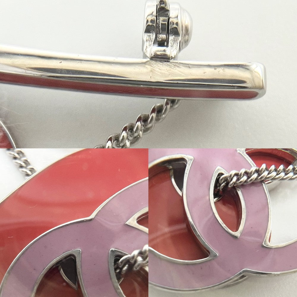 CHANEL シャネル ブローチ ココマーク アクセサリー ハート スイング 04P レッド 赤 ピンク シルバー金具 レディース 約12.1g 2004年【中古品】
