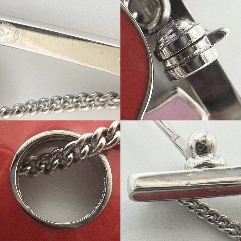 CHANEL シャネル ブローチ ココマーク アクセサリー ハート スイング 04P レッド 赤 ピンク シルバー金具 レディース 約12.1g 2004年【中古品】