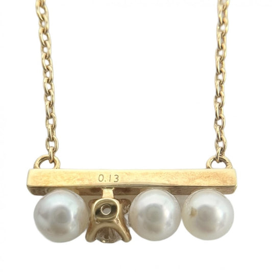 TASAKI タサキ ネックレス プチバランス ダイヤモンド ソロ ネックレス アクセサリー ジュエリー 18金YG Au750 あこや真珠 K18イエローゴールド あこや真珠3.5mm P-16743-4-18KYG ホワイト 白 レディース 約3.4g【中古品】