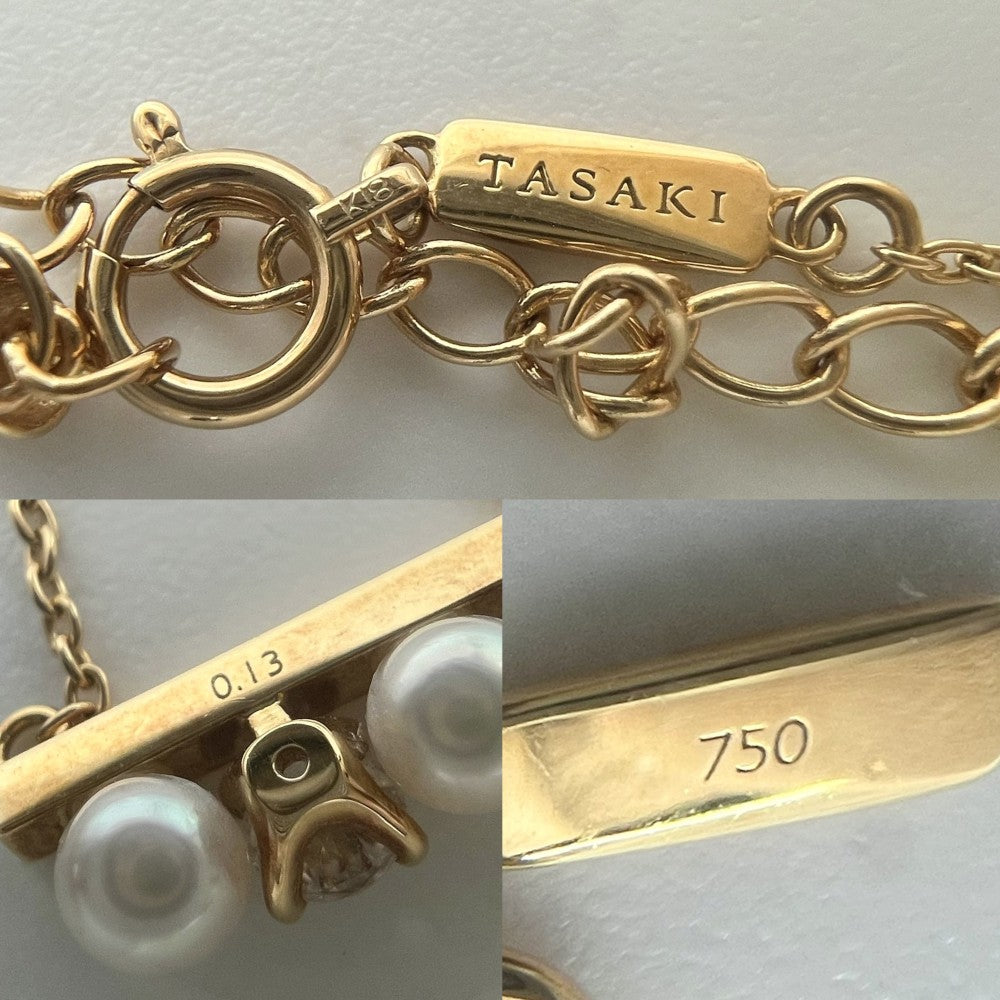 TASAKI タサキ ネックレス プチバランス ダイヤモンド ソロ ネックレス アクセサリー ジュエリー 18金YG Au750 あこや真珠 K18イエローゴールド あこや真珠3.5mm P-16743-4-18KYG ホワイト 白 レディース 約3.4g【中古品】