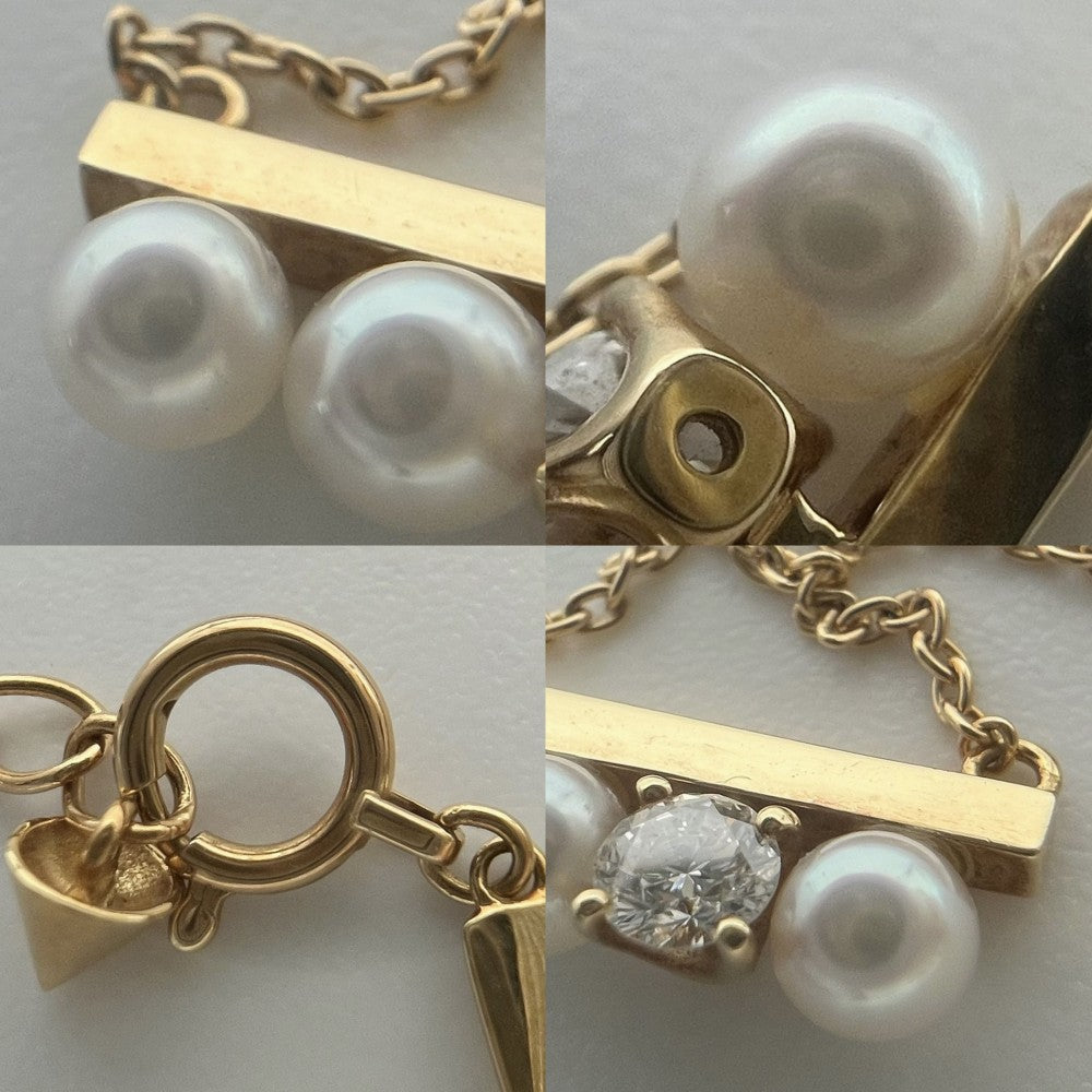TASAKI タサキ ネックレス プチバランス ダイヤモンド ソロ ネックレス アクセサリー ジュエリー 18金YG Au750 あこや真珠 K18イエローゴールド あこや真珠3.5mm P-16743-4-18KYG ホワイト 白 レディース 約3.4g【中古品】