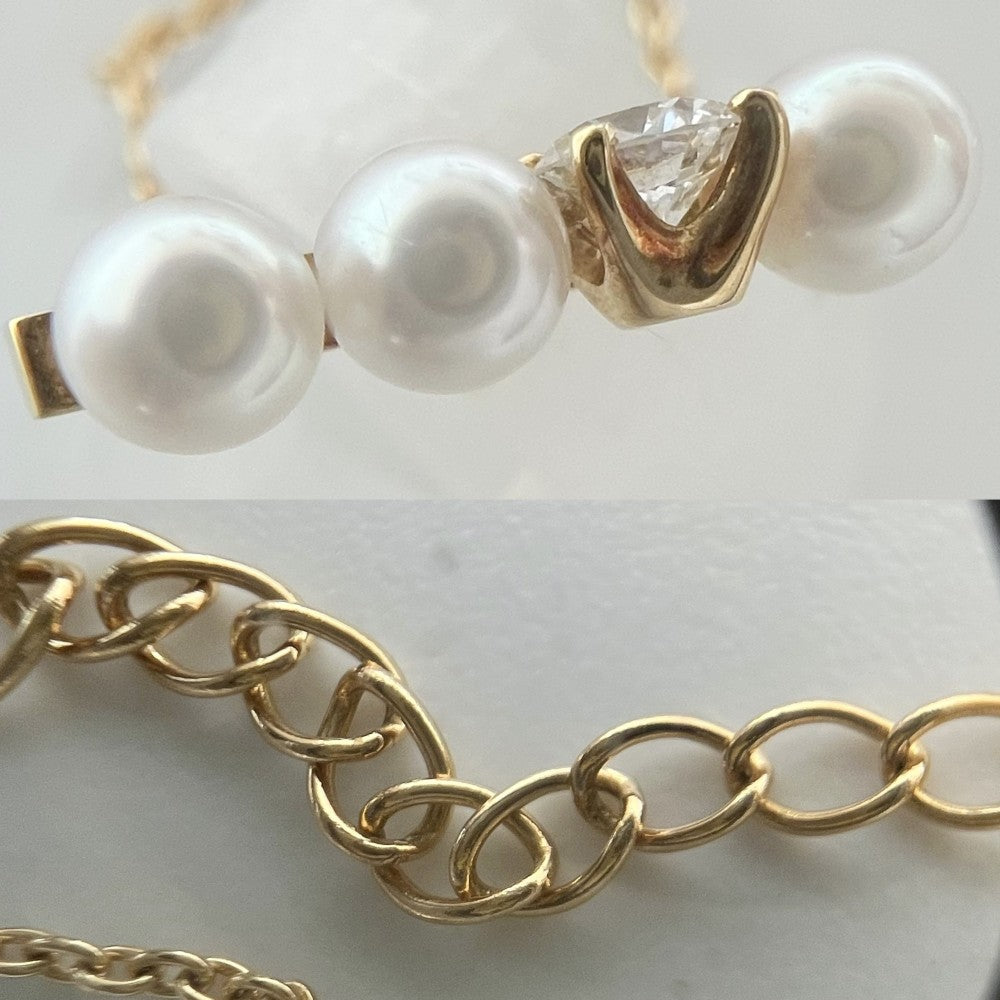 TASAKI タサキ ネックレス プチバランス ダイヤモンド ソロ ネックレス アクセサリー ジュエリー 18金YG Au750 あこや真珠 K18イエローゴールド あこや真珠3.5mm P-16743-4-18KYG ホワイト 白 レディース 約3.4g【中古品】
