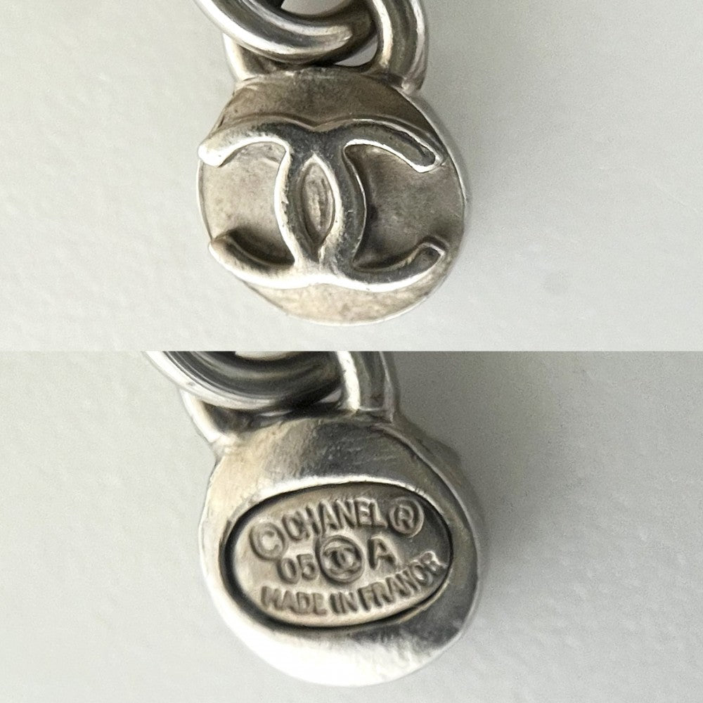 CHANEL シャネル ネックレス ココマーク ペンダント アクセサリー フラワーモチーフ フェイクパール 05A シルバー レッド 赤 レディース 約17.5g 2005年【中古品】