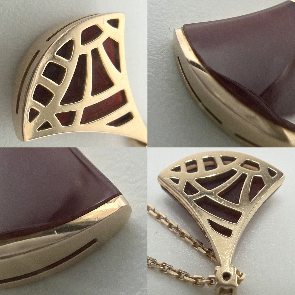 BVLGARI ブルガリ ネックレス ディーヴァ ドリーム ジュエリー アクセサリー Au750 PG 18金 K18ピンクゴールド ダイヤモンド0.03ct レッド 赤 レディース 約4.3g【中古品】