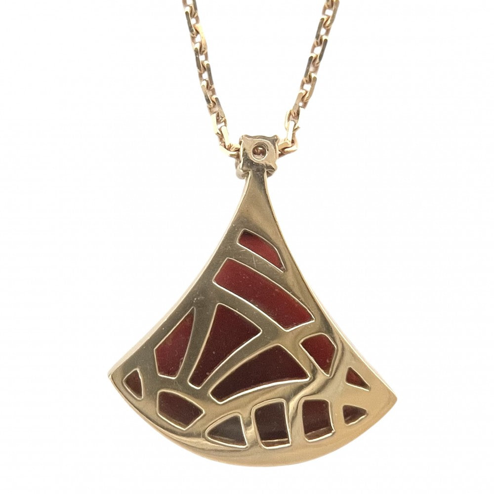 BVLGARI ブルガリ ネックレス ディーヴァ ドリーム ジュエリー アクセサリー Au750 PG 18金 K18ピンクゴールド ダイヤモンド0.03ct レッド 赤 レディース 約4.3g【中古品】