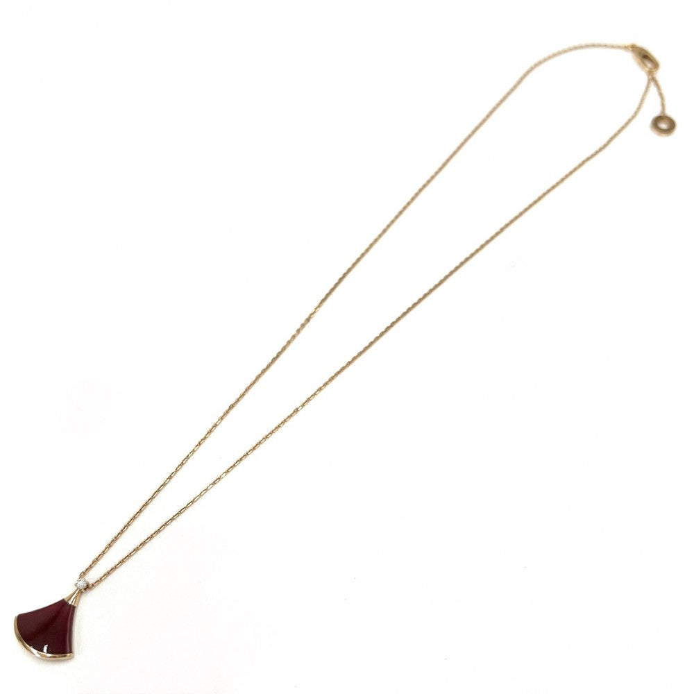 BVLGARI ブルガリ ネックレス ディーヴァ ドリーム ジュエリー アクセサリー Au750 PG 18金 K18ピンクゴールド ダイヤモンド0.03ct レッド 赤 レディース 約4.3g【中古品】