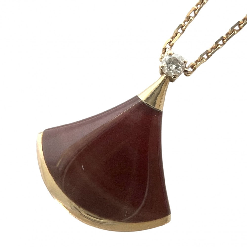 BVLGARI ブルガリ ネックレス ディーヴァ ドリーム ジュエリー アクセサリー Au750 PG 18金 K18ピンクゴールド ダイヤモンド0.03ct レッド 赤 レディース 約4.3g【中古品】