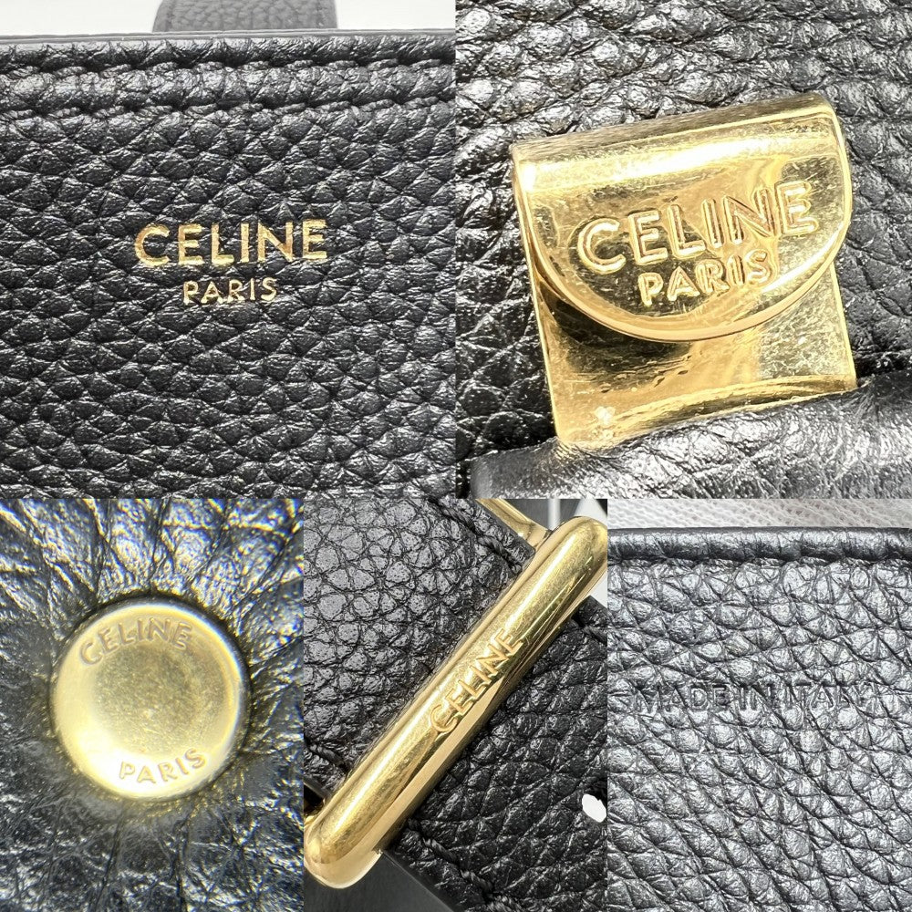 CELINE セリーヌ ショルダーバッグ シス バケットバッグ レザー ブラック 黒 ゴールド金具 レディース【中古品】