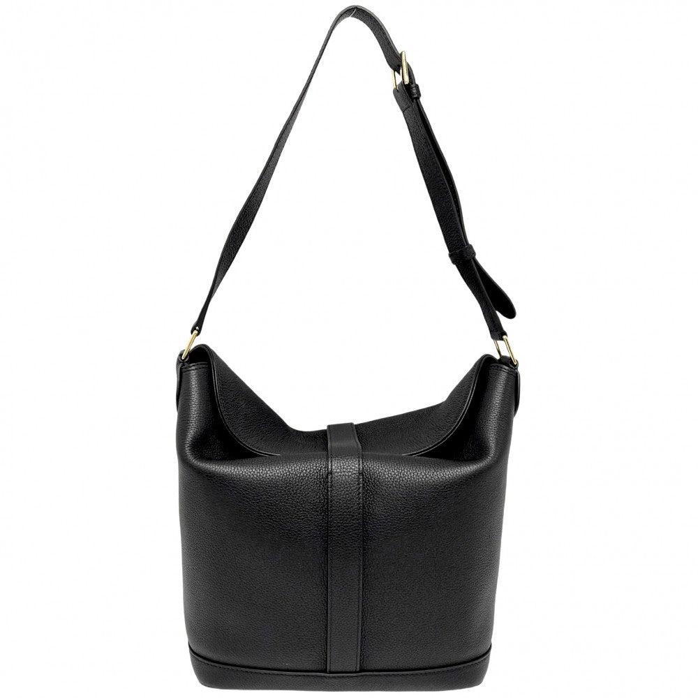 CELINE セリーヌ ショルダーバッグ シス バケットバッグ レザー ブラック 黒 ゴールド金具 レディース【中古品】
