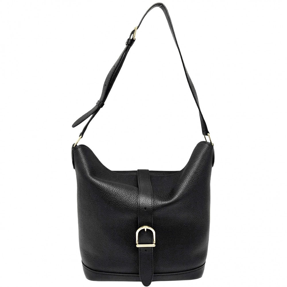 CELINE セリーヌ ショルダーバッグ シス バケットバッグ レザー ブラック 黒 ゴールド金具 レディース【中古品】