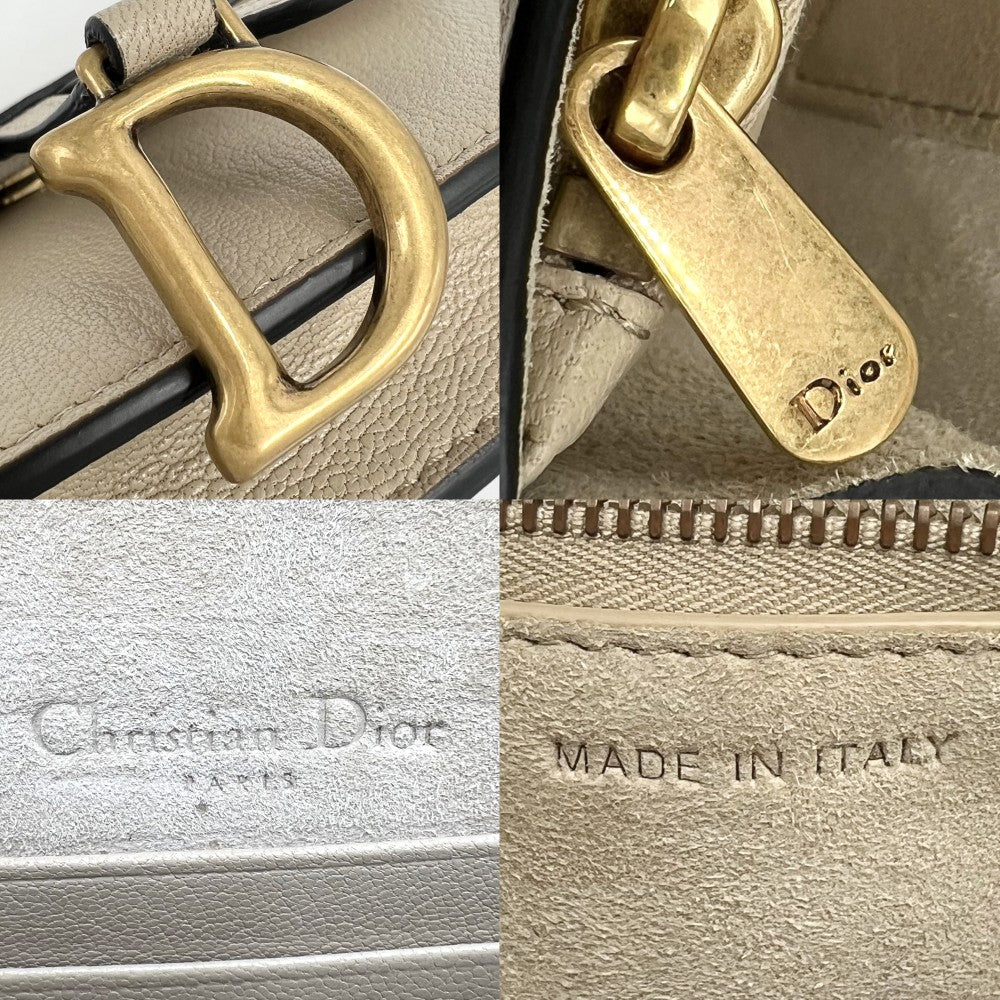 Christian Dior クリスチャンディオール ウエストバッグ サドル ボディバッグ ウエストポーチ レザー ベージュ ゴールド金具 レディース【中古品】