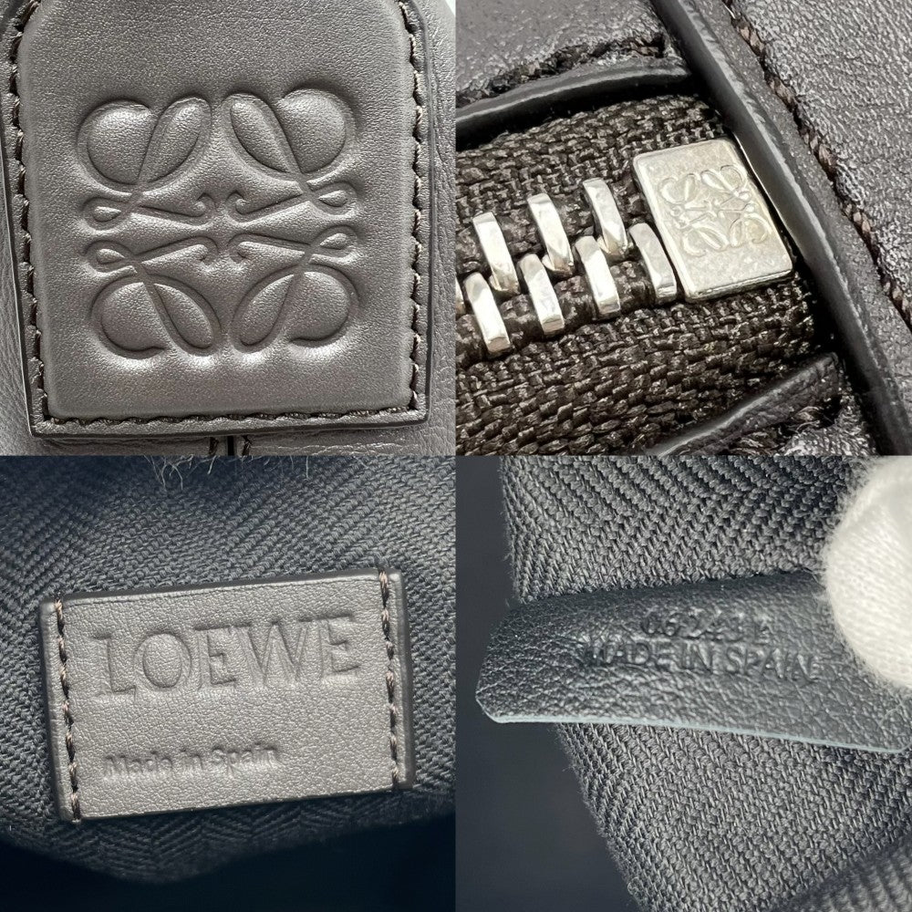 LOEWE ロエベ ショルダーバッグ アナグラム キュービィ スモール レザー グレー系 シルバー金具 レディース【中古品】