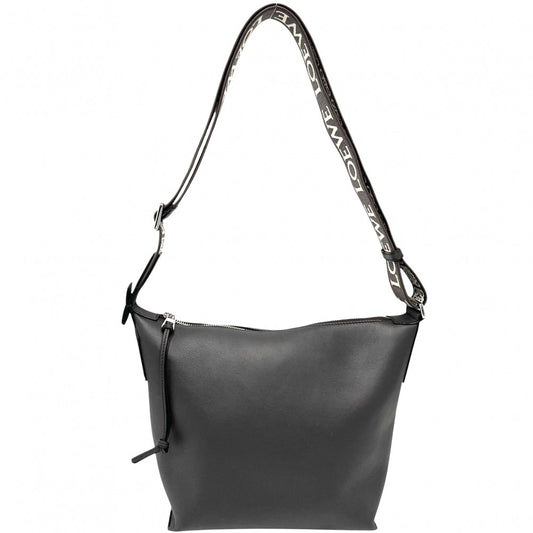 LOEWE ロエベ ショルダーバッグ アナグラム キュービィ スモール レザー グレー系 シルバー金具 レディース【中古品】