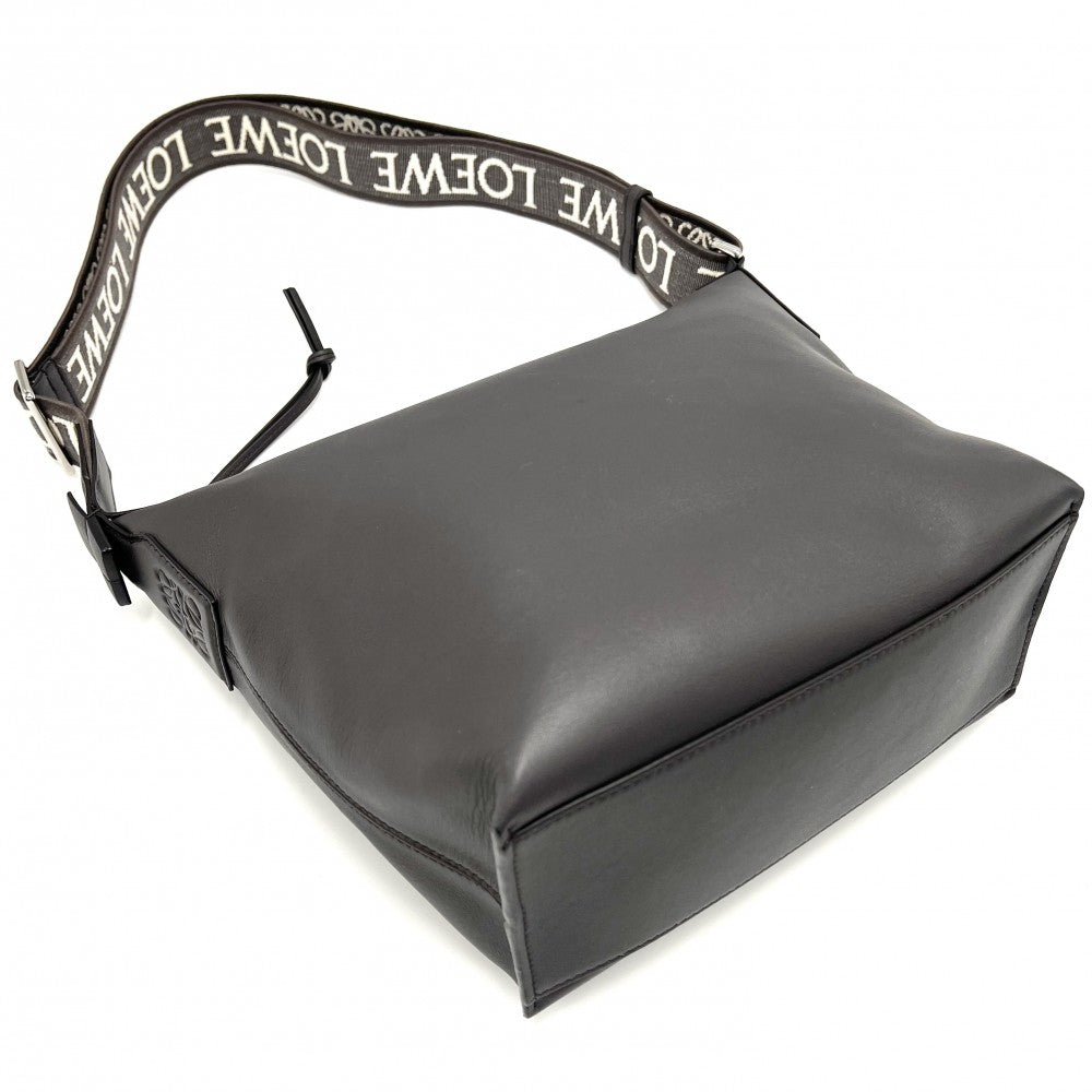 LOEWE ロエベ ショルダーバッグ アナグラム キュービィ スモール レザー グレー系 シルバー金具 レディース【中古品】