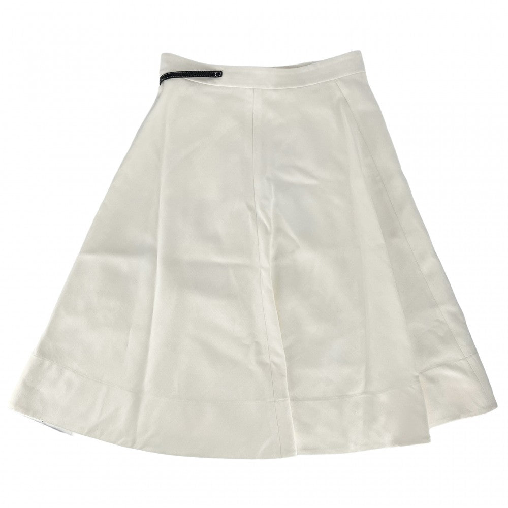 【開店SALE】 CELINE セリーヌ スカート ラップスカート フレアスカート アパレル 服 ボトムス 40 ホワイト 白 シルバー金具 レーヨン シルク レディース【中古品】