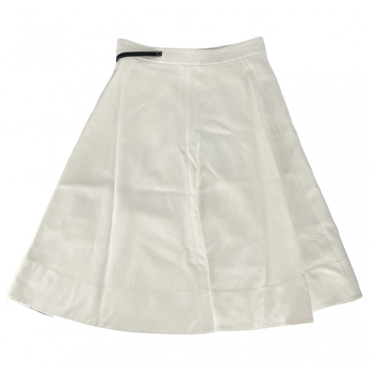 CELINE セリーヌ スカート ラップスカート フレアスカート アパレル 服 ボトムス 40 ホワイト 白 シルバー金具 レーヨン シルク レディース【中古品】