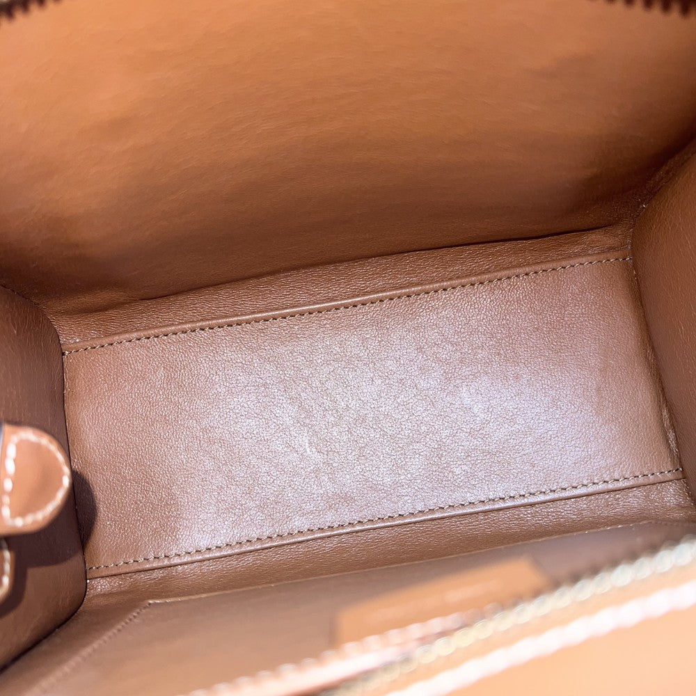 CELINE セリーヌ 2WAY ラゲージ ナノショッパー ハンドバッグ ショルダーバッグ キャンバス レザー ネイビー 紺 ブラウン 茶 ゴールド金具 レディース【中古品】