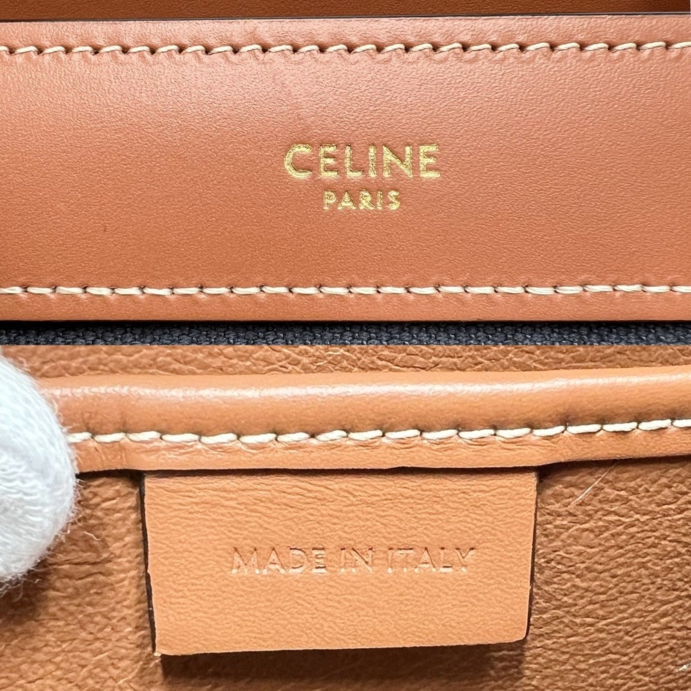 CELINE セリーヌ 2WAY ラゲージ ナノショッパー ハンドバッグ ショルダーバッグ キャンバス レザー ネイビー 紺 ブラウン 茶 ゴールド金具 レディース【中古品】