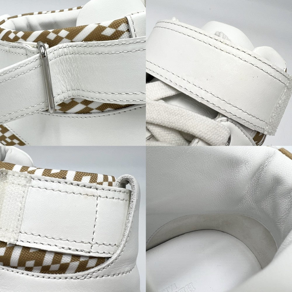 HERMES エルメス スニーカー セリエ フリースタイル ハイカット 靴 シューズ 41.5サイズ 約26.5cm レザー キャンバス ラバー ホワイト 白 ベージュ レディース【中古品】
