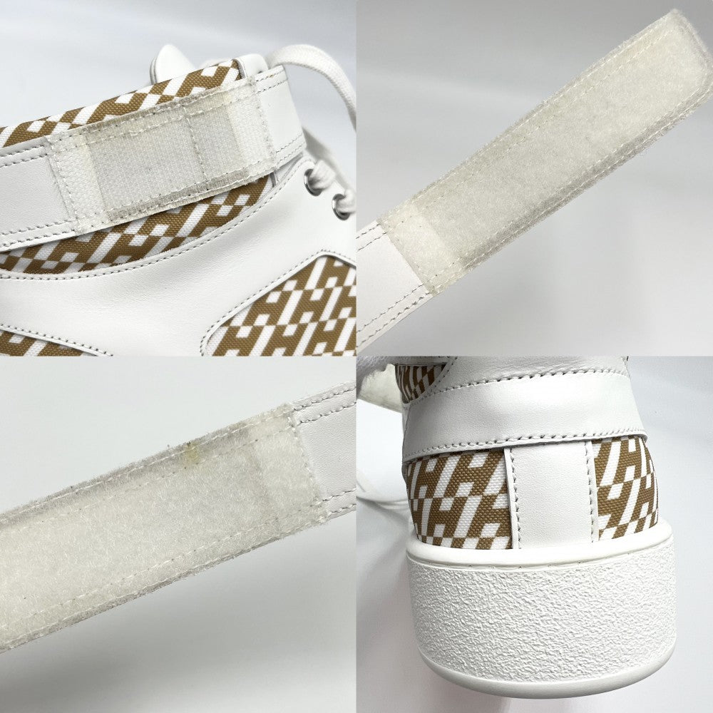 HERMES エルメス スニーカー セリエ フリースタイル ハイカット 靴 シューズ 41.5サイズ 約26.5cm レザー キャンバス ラバー ホワイト 白 ベージュ レディース【中古品】