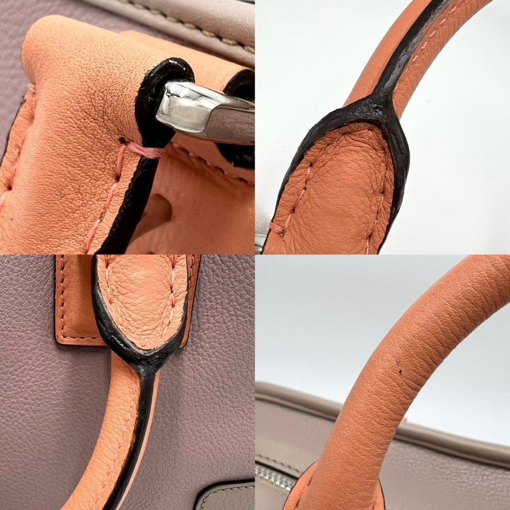 LOEWE ロエベ ハンドバッグ アナグラム アマソナ28 ミニボストンバッグ 352.69LA03 レザー ベージュ マルチカラー シルバー金具 レディース【中古品】