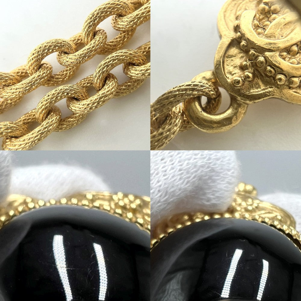 CHANEL シャネル ネックレス ペンダント グリポア ロングネックレス ヴィンテージ ココマーク アクセサリー GP カラーストーン 96A ゴールド ダークブラウン レディース 約108.0g 1996年【中古品】