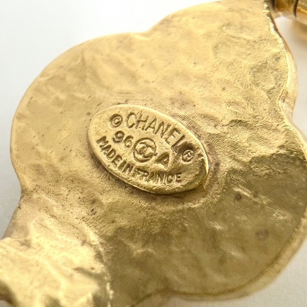 【開店SALE】 CHANEL シャネル ネックレス ペンダント グリポア ロングネックレス ヴィンテージ ココマーク アクセサリー GP カラーストーン 96A ゴールド ダークブラウン レディース 約108.0g 1996年【中古品】
