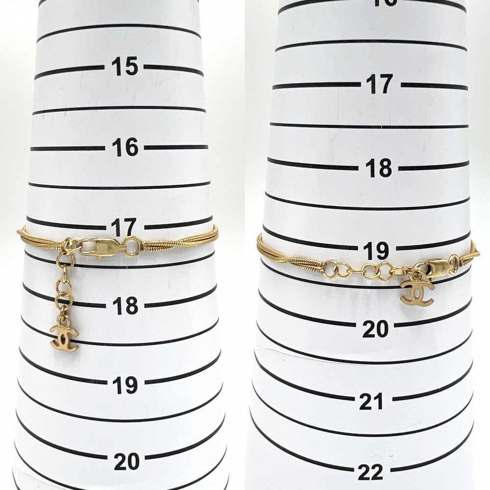【開店SALE】 CHANEL シャネル ブレスレット アクセサリー ハート ココマーク ダブル 01P ゴールド レディース 約11.3g 2001年【中古品】