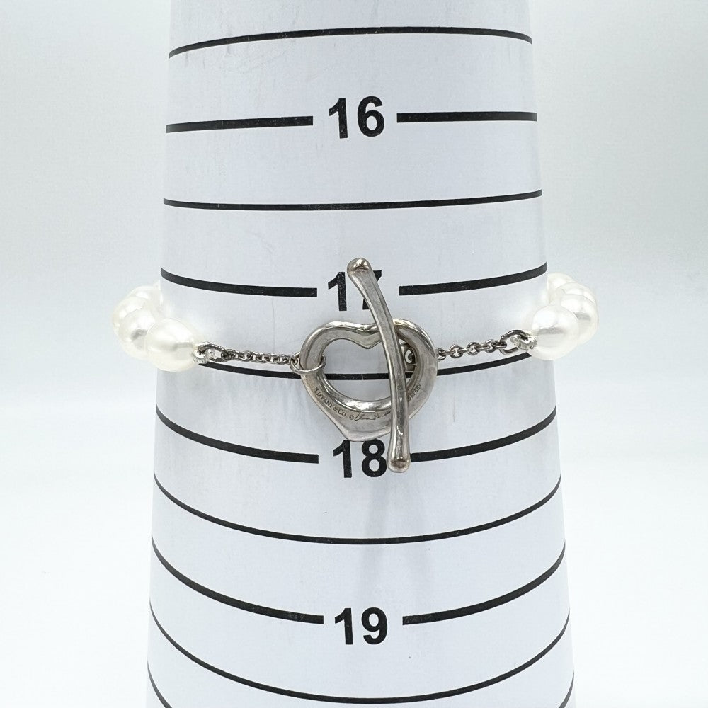 TIFFANY&Co. ティファニー ブレスレット アクセサリー ジュエリー オープンハート パール ホワイト 白 レディース 約13g【中古品】