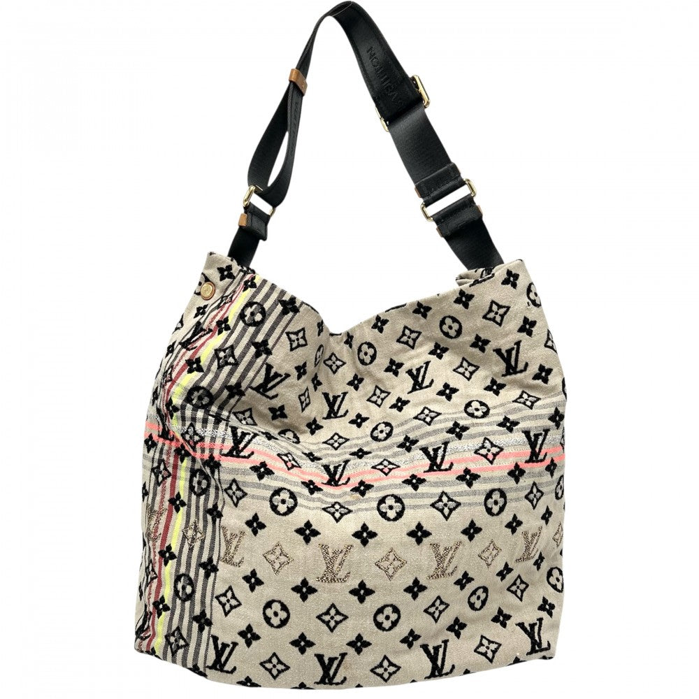 LOUIS VUITTON ルイヴィトン ショルダーバッグ モノグラムシュシュ ボヘミアン ハンドバッグ セミショルダー M40359 ベージュ ブラック 黒 ゴールド金具 レディース【中古品】