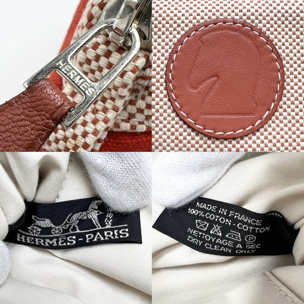 HERMES エルメス ポーチ ボリードポーチMM サマルカンド アクセサリーポーチ コスメポーチ オレンジ 小物入れ コットン テラコッタ ベージュ シルバー金具 レディース【中古品】