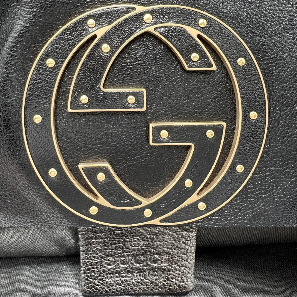 GUCCI グッチ ハンドバッグ インターロッキングG ワンショルダーバッグ 121548 レザー ブラック 黒 ゴールド金具 レディース【中古品】