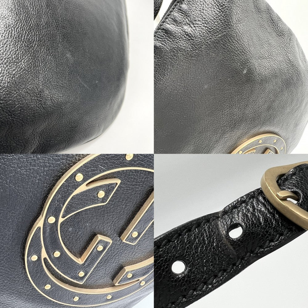 GUCCI グッチ ハンドバッグ インターロッキングG ワンショルダーバッグ 121548 レザー ブラック 黒 ゴールド金具 レディース【中古品】