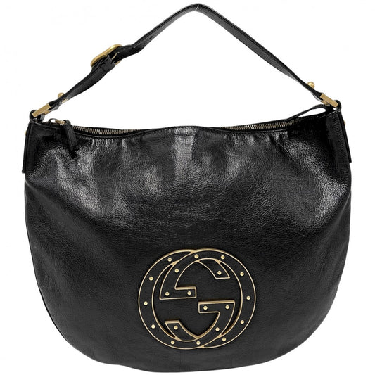 GUCCI グッチ ハンドバッグ インターロッキングG ワンショルダーバッグ 121548 レザー ブラック 黒 ゴールド金具 レディース【中古品】