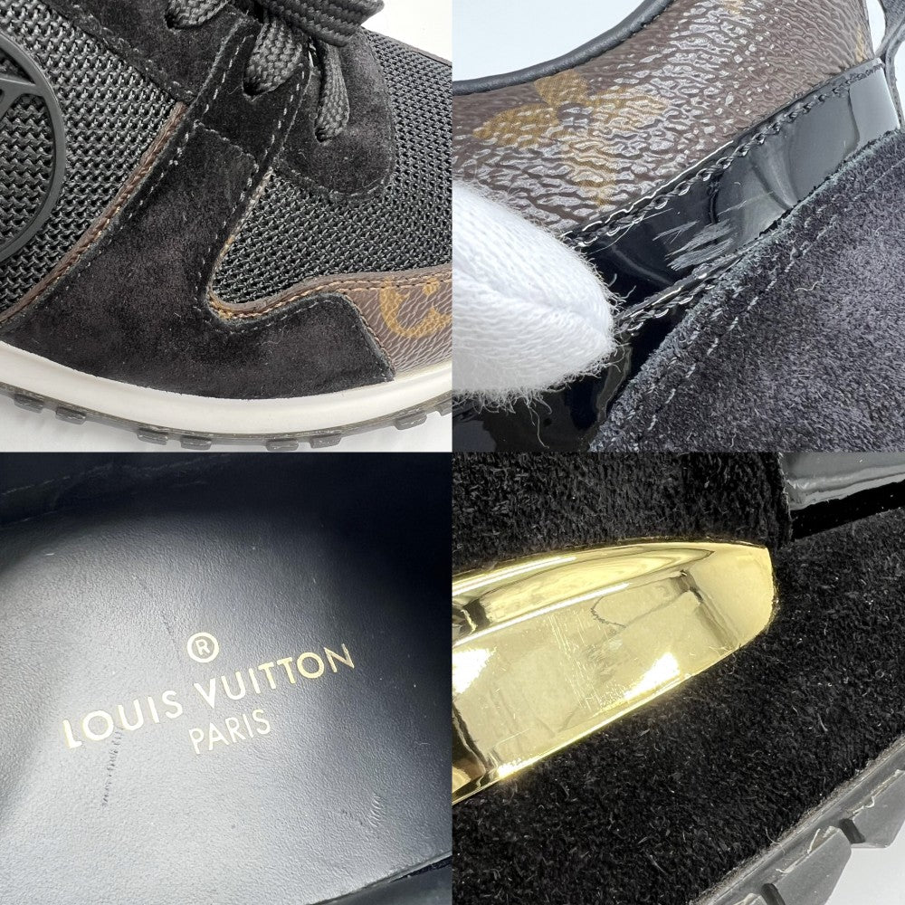 LOUIS VUITTON ルイヴィトン スニーカー モノグラム ランアウェイライン ファッションアイテム 靴 ローカット 37サイズ 約24cm 1A3CW2 スウェード レザー ブラック 黒 ブラウン 茶 ゴールド金具 レディース【中古品】
